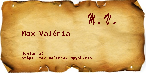 Max Valéria névjegykártya